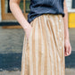 Handwoven Cotton Flair Midi Skirt in Mustard and Cream