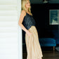 Handwoven Cotton Flair Midi Skirt in Mustard and Cream