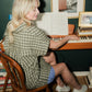 Paige Handwoven Cotton Relaxed Shirt Dress in Green Gingham