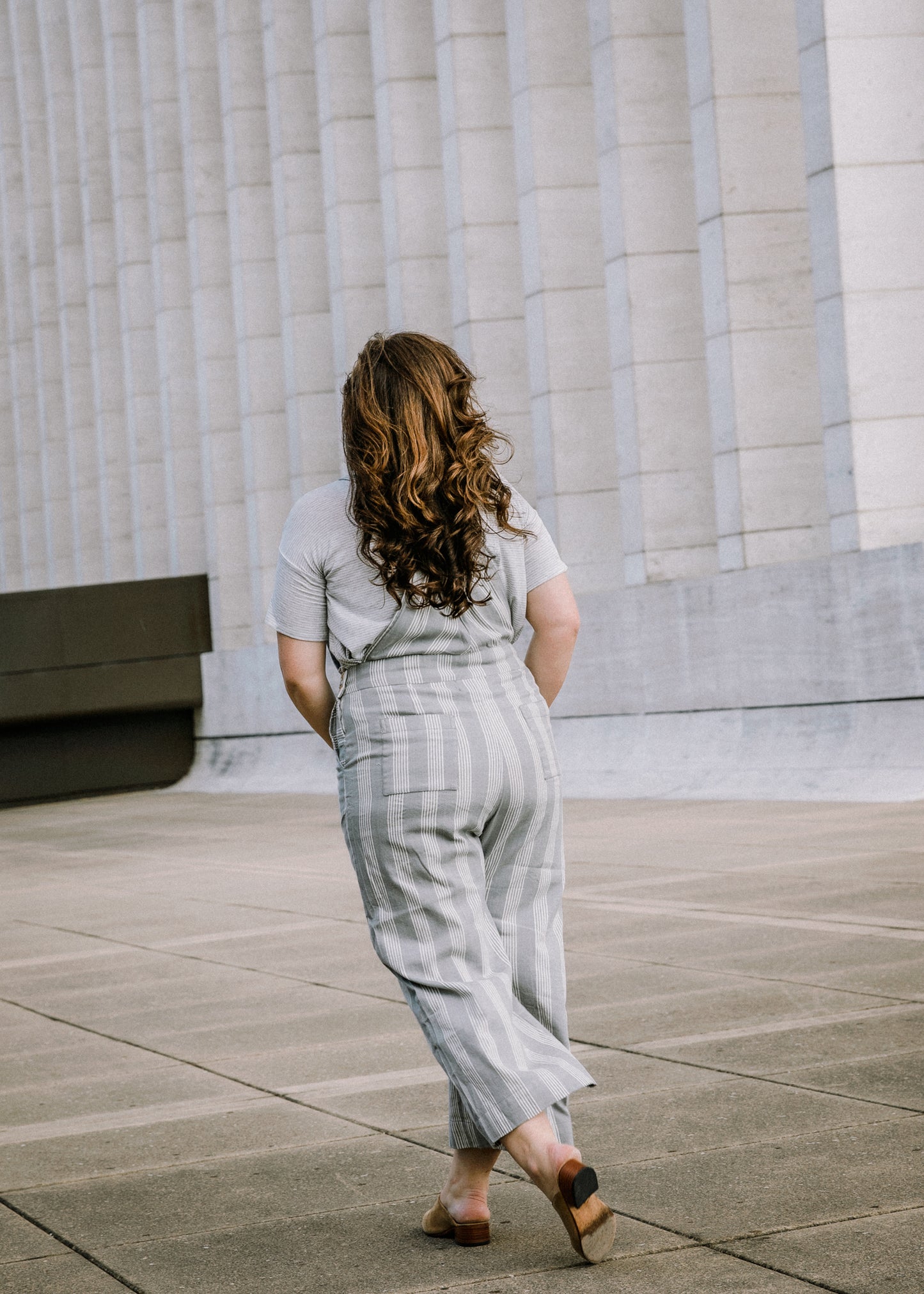 Dilsi Handwoven Cotton Overalls in Grey and White Stripe - Pre-Order 2/30