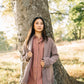 Paige Handwoven Cotton Relaxed Shirt Dress in Mauve and Dust Stripe