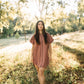 Paige Handwoven Cotton Relaxed Shirt Dress in Mauve and Dust Stripe