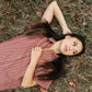 Paige Handwoven Cotton Relaxed Shirt Dress in Mauve and Dust Stripe