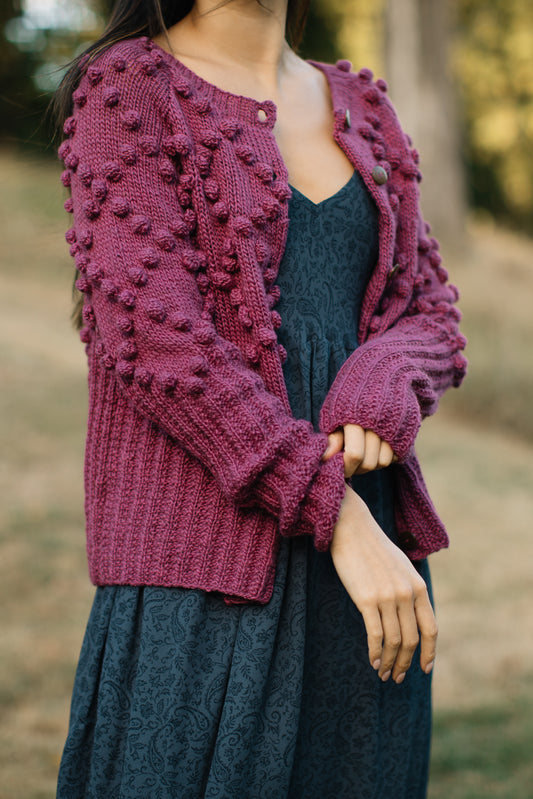 Hand Knit Nepali Wool Jill Sweater in Fuchsia - Pre-Order 2/30