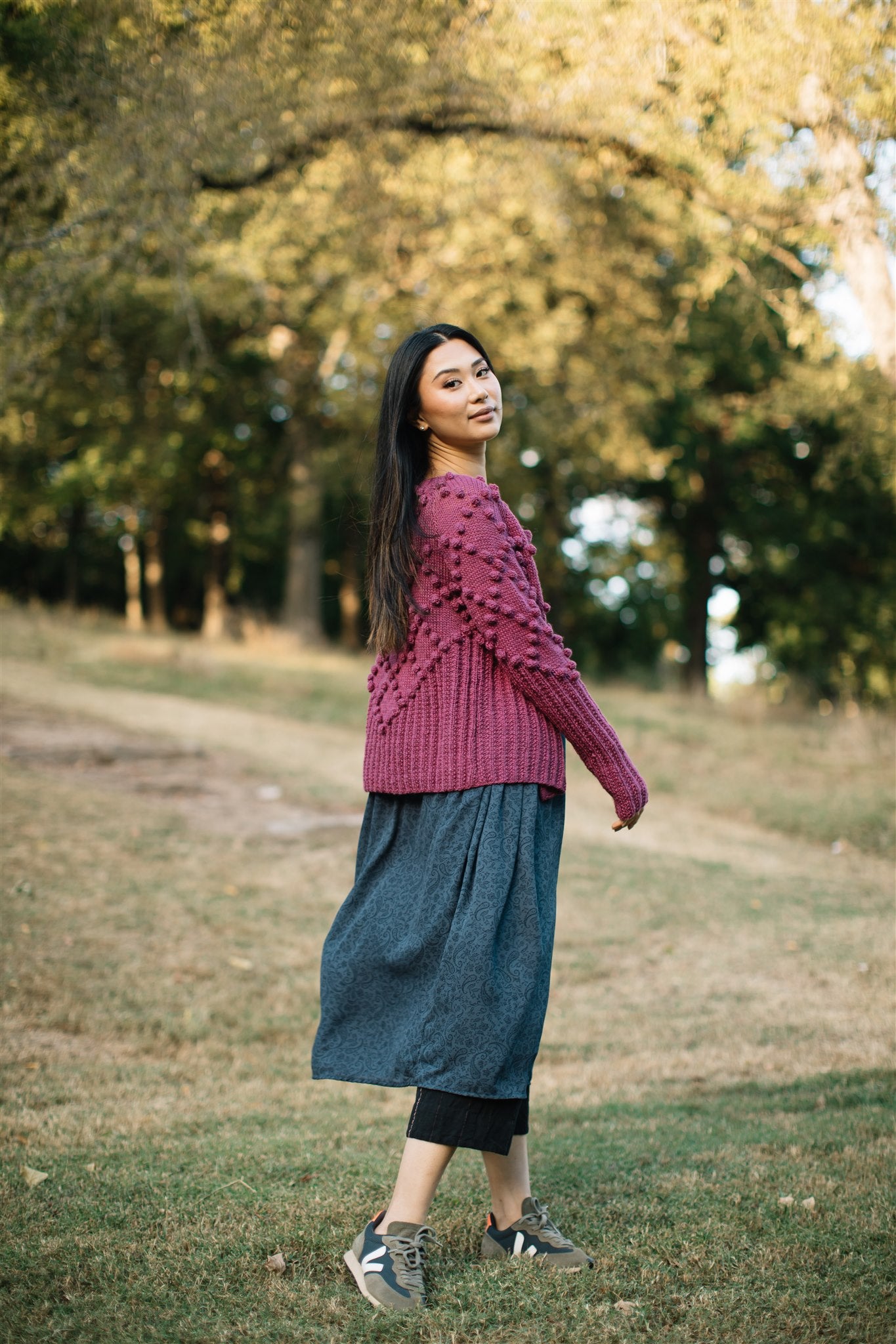 Hand Knit Nepali Wool Jill Sweater in Fuchsia - Pre-Order 2/30