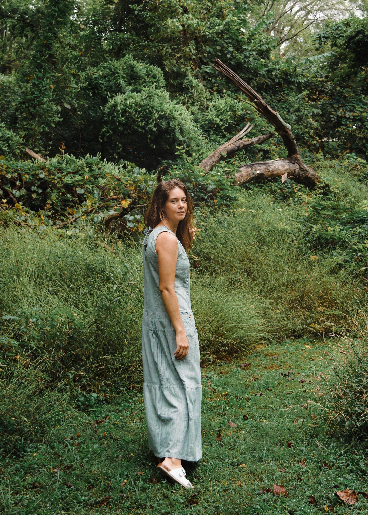 Handwoven Bina Dress in Silver Handwoven Cotton