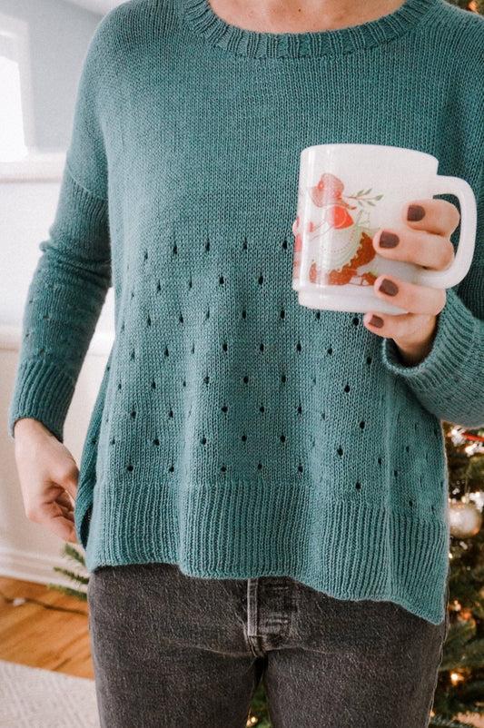 Baby Alpaca Pullover Sweater in Teal