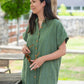 Paige Handwoven Cotton Relaxed Shirt Dress in Green Check