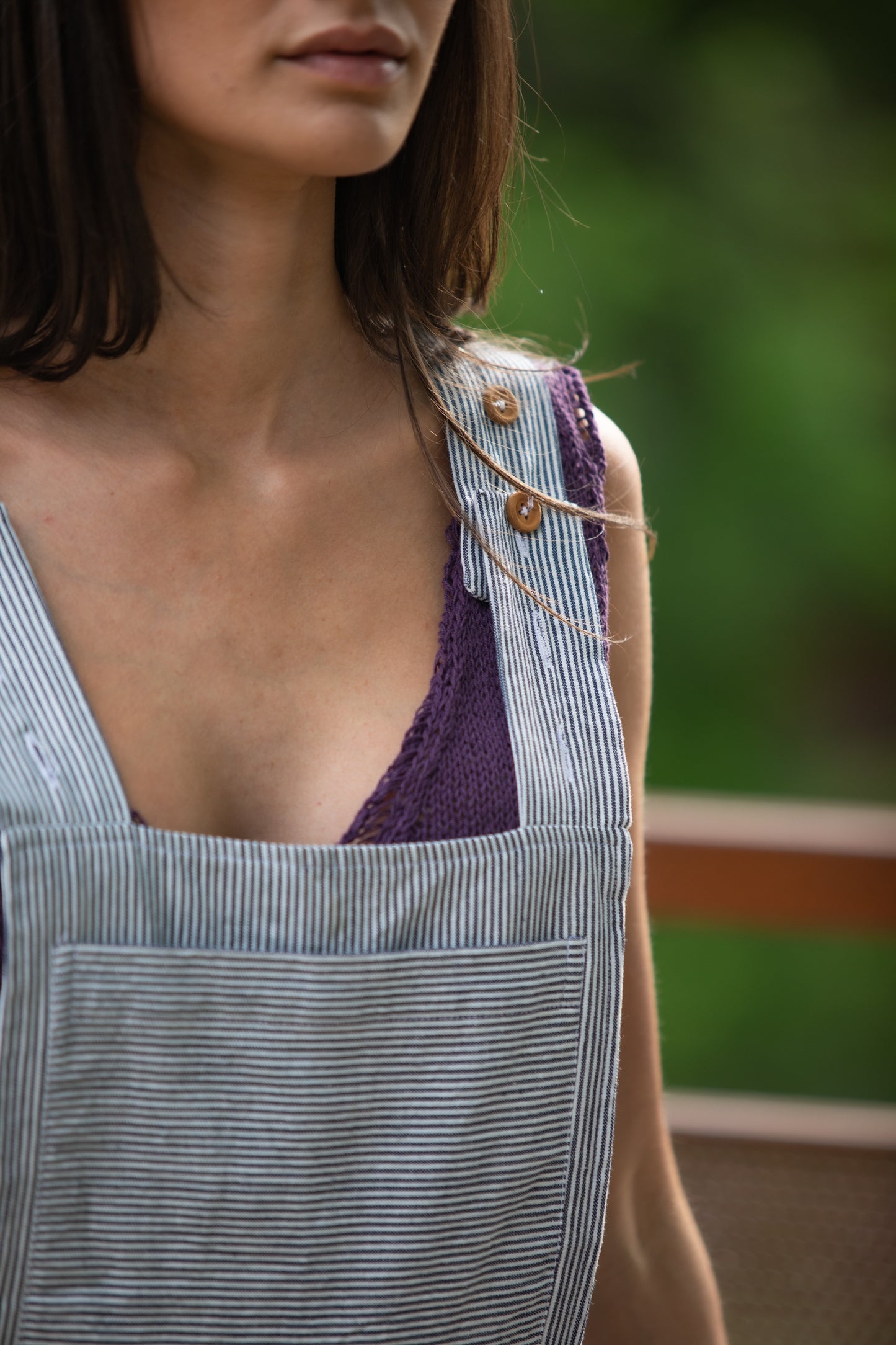 Dilsi Handwoven Cotton Overalls in Blue and White Pin Stripe - Pre-Order 2/30