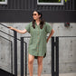 Paige Handwoven Cotton Relaxed Shirt Dress in Green Check