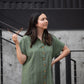 Paige Handwoven Cotton Relaxed Shirt Dress in Green Check