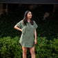 Paige Handwoven Cotton Relaxed Shirt Dress in Green Check