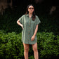 Paige Handwoven Cotton Relaxed Shirt Dress in Green Check