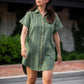 Paige Handwoven Cotton Relaxed Shirt Dress in Green Check