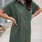 Paige Handwoven Cotton Relaxed Shirt Dress in Green Check