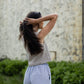 Handwoven Cotton Katie Shirt in Blue and White Pin Stripe - S Shirt