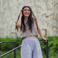 Handwoven Cotton Katie Shirt in Blue and White Pin Stripe - S Shirt