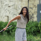 Handwoven Cotton Katie Shirt in Blue and White Pin Stripe - S Shirt