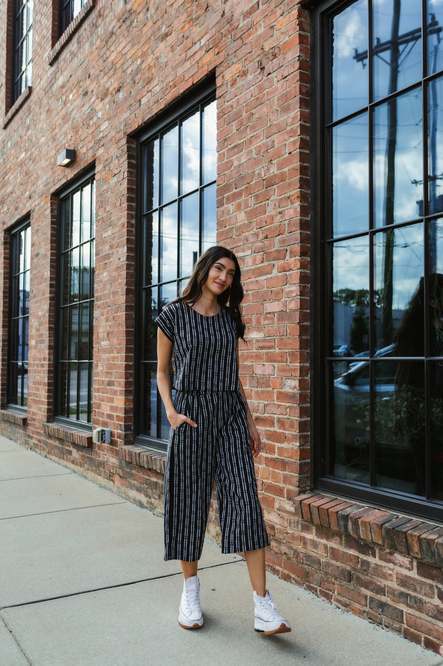 Katie Handwoven Cotton Set in Black and White