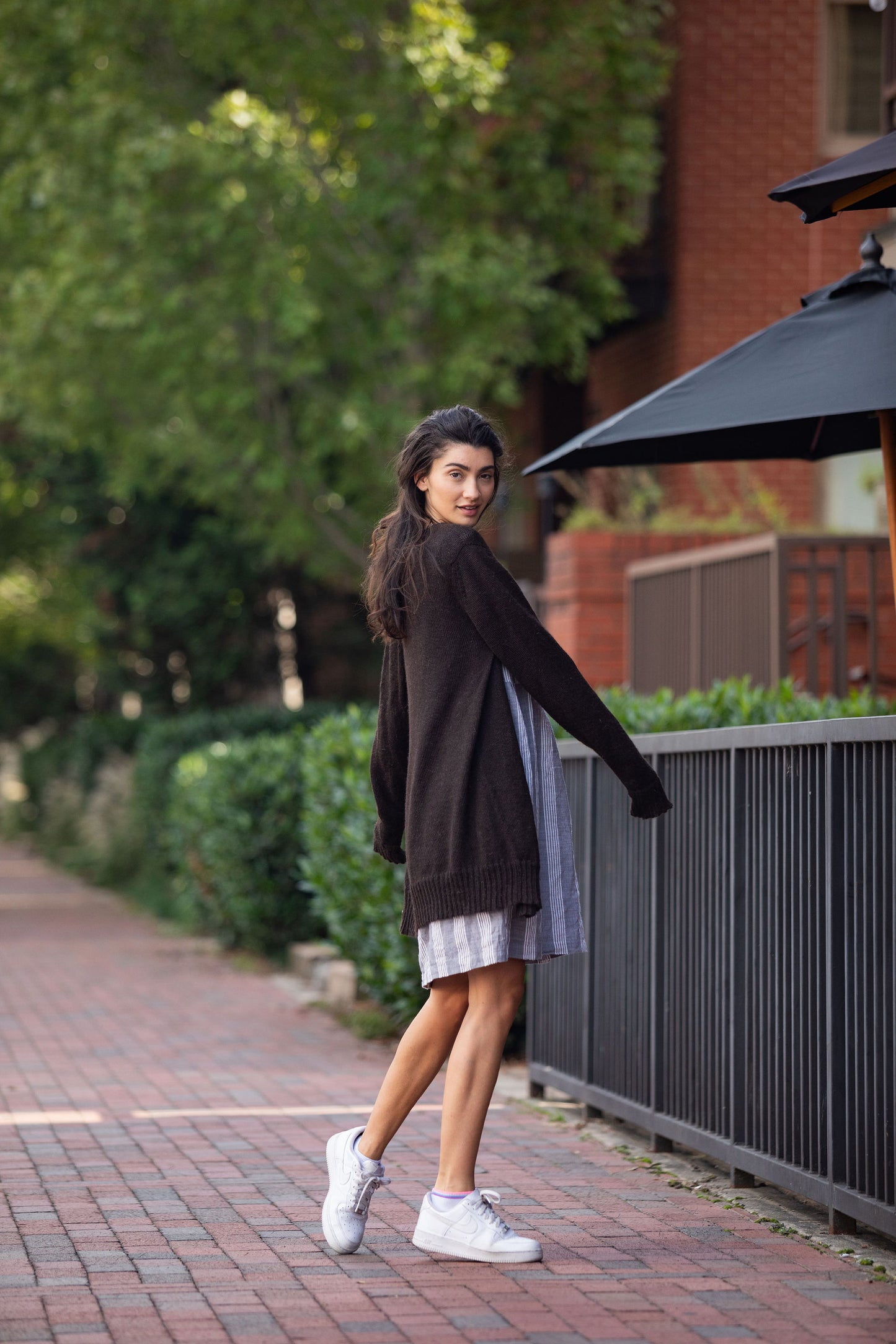 Baby Alpaca Long Cardigan in Brown