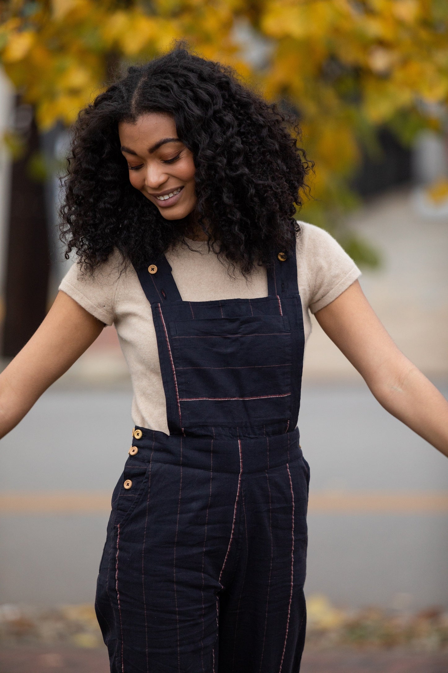 Dilsi Handwoven Cotton Overalls in Black and White - Pre-Order 2/30