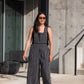Dilsi Handwoven Cotton Overalls in Black and White Made to Order