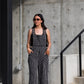 Dilsi Handwoven Cotton Overalls in Black and White Made to Order