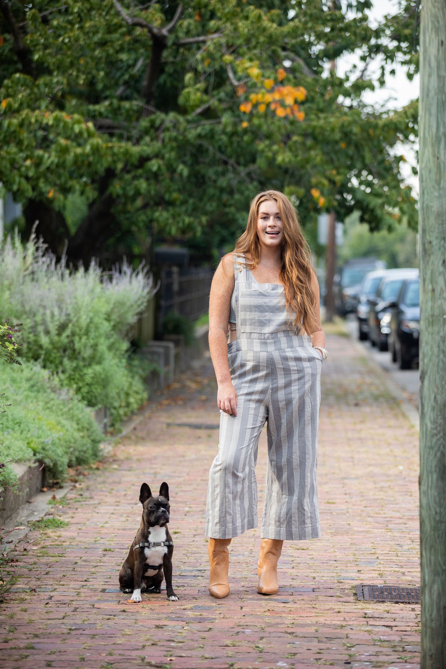 Dilsi Handwoven Cotton Overalls in Grey and White Stripe - Pre-Order 2/30