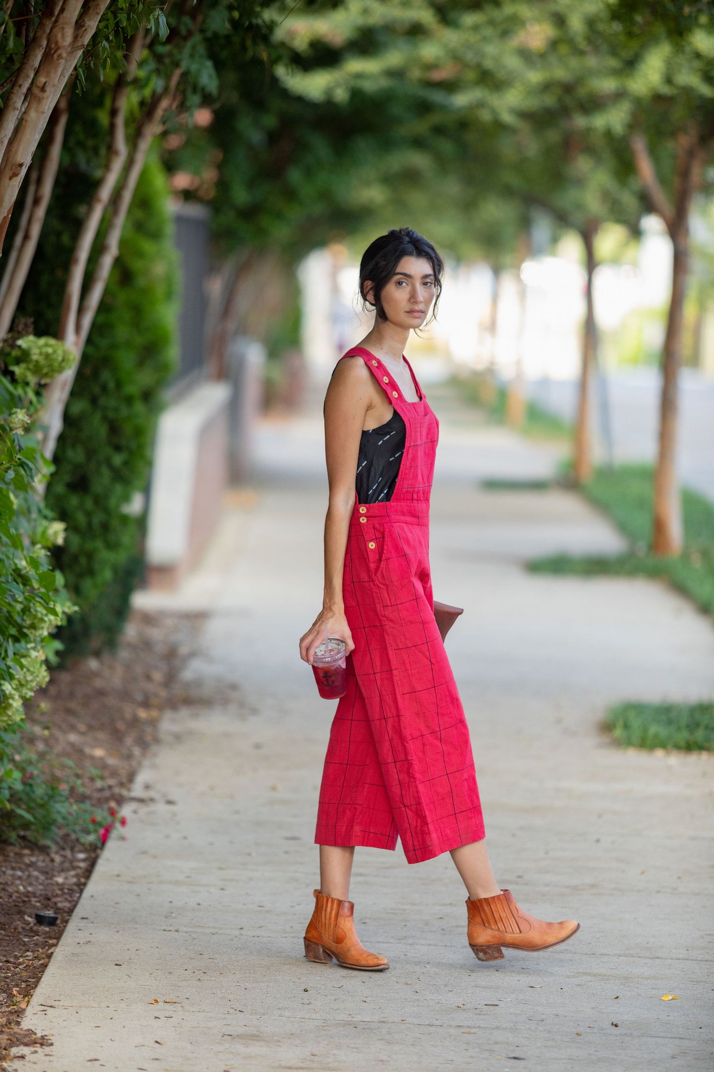 Dilsi Handwoven Cotton Overalls in Red - Pre-Order 2/30