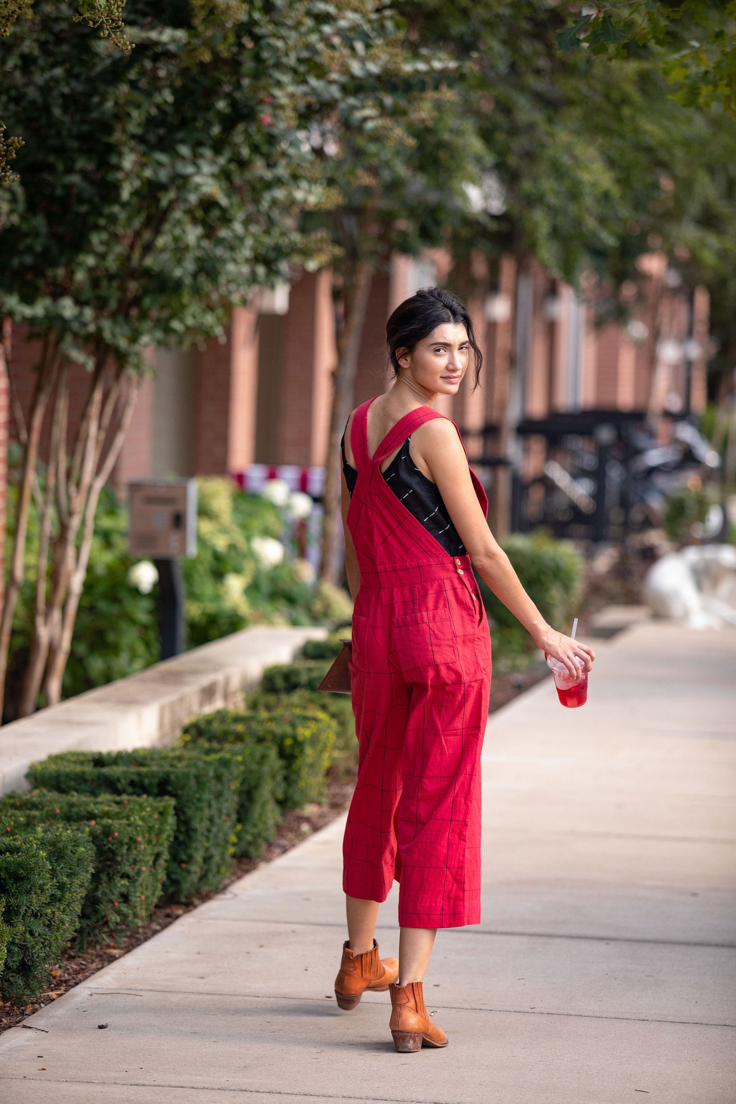 Dilsi Handwoven Cotton Overalls in Red - Pre-Order 2/30