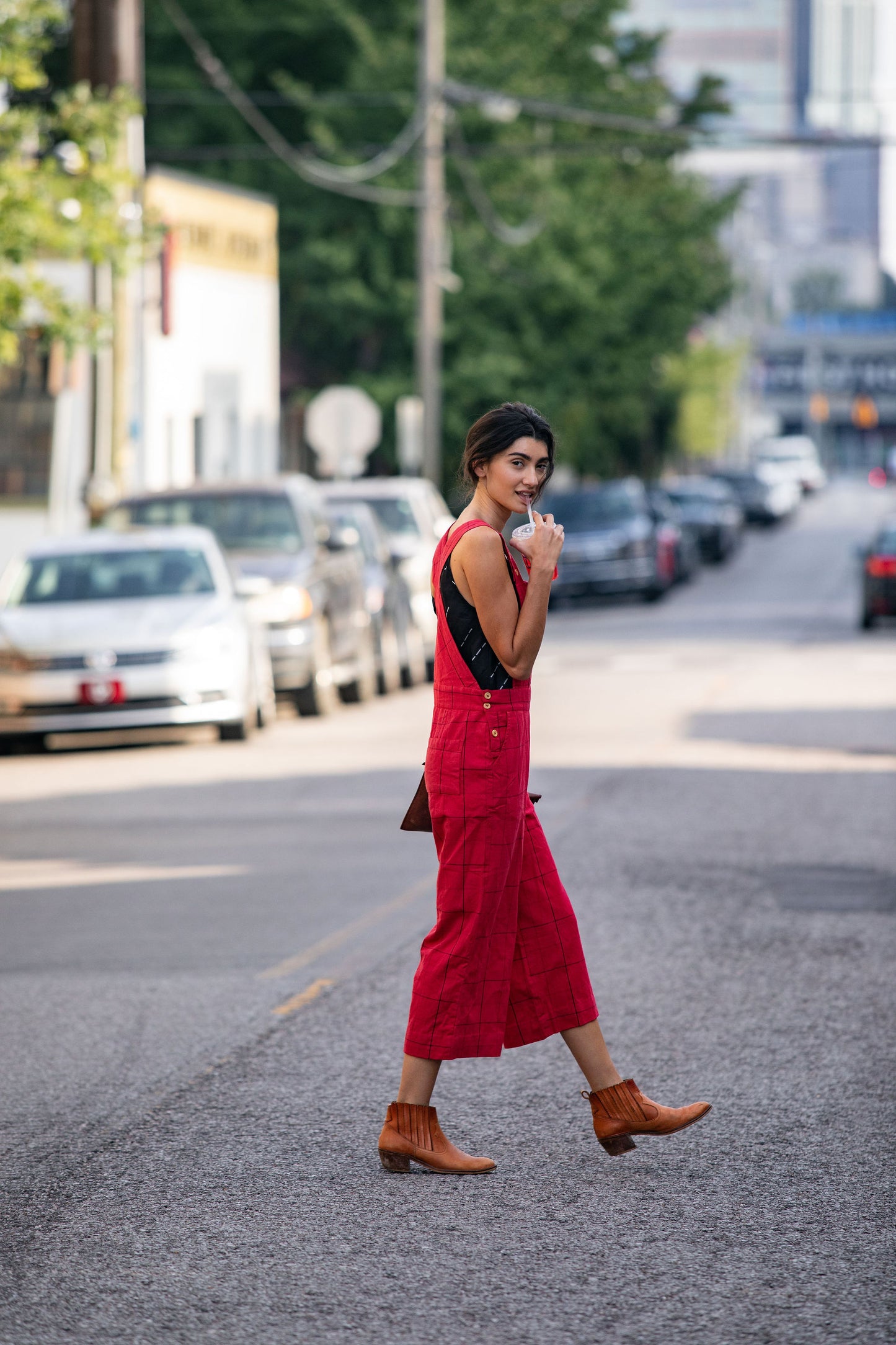 Dilsi Handwoven Cotton Overalls in Red - Pre-Order 2/30