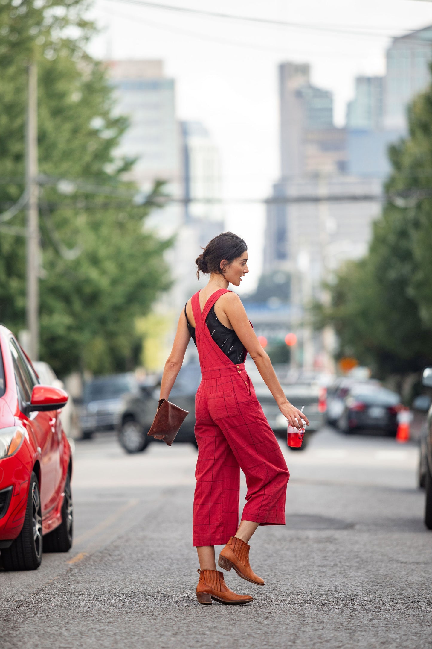 Dilsi Handwoven Cotton Overalls in Red - Pre-Order 2/30