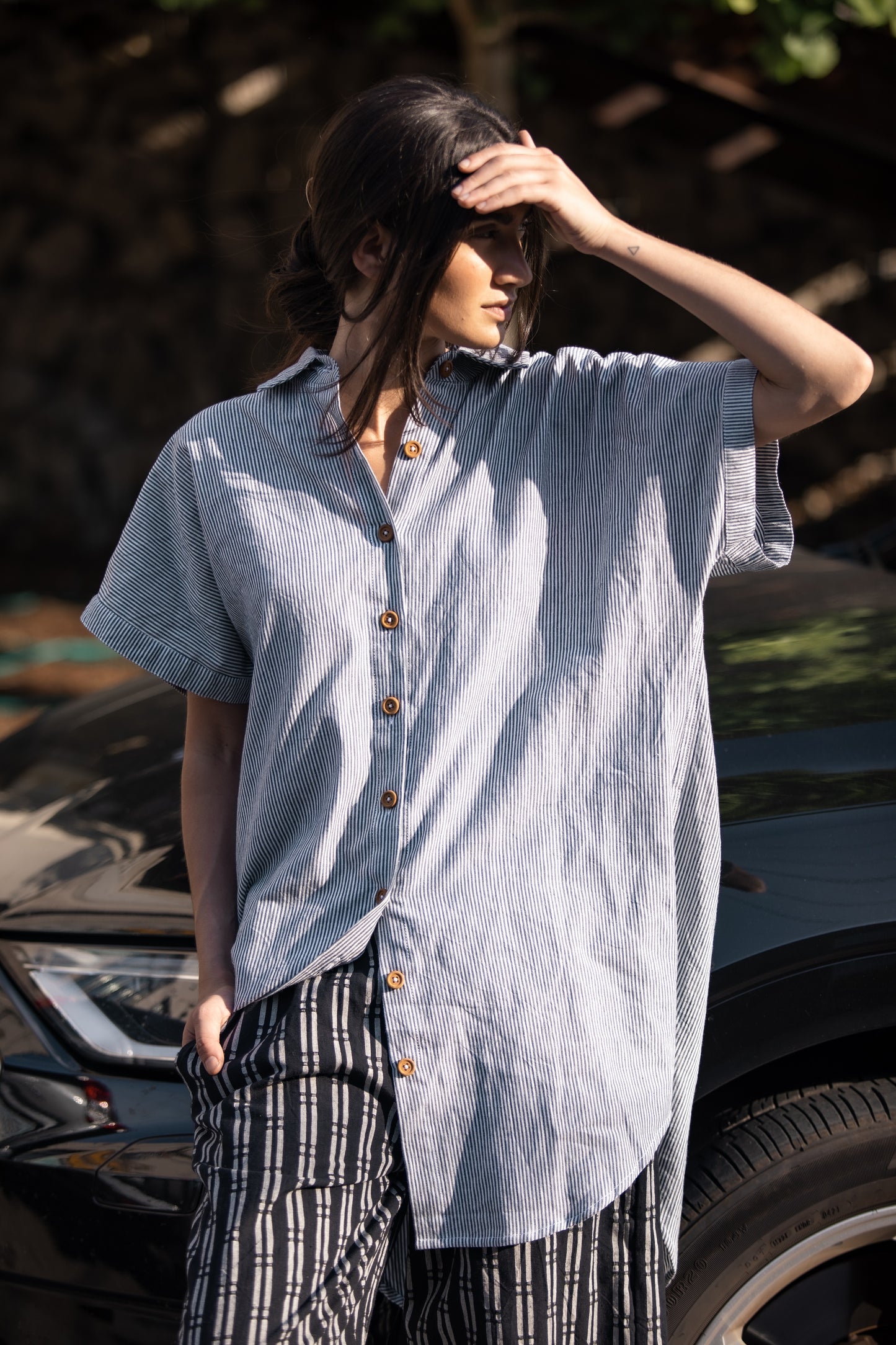 Paige Handwoven Cotton Relaxed Shirt Dress - Pre-Order 2/30