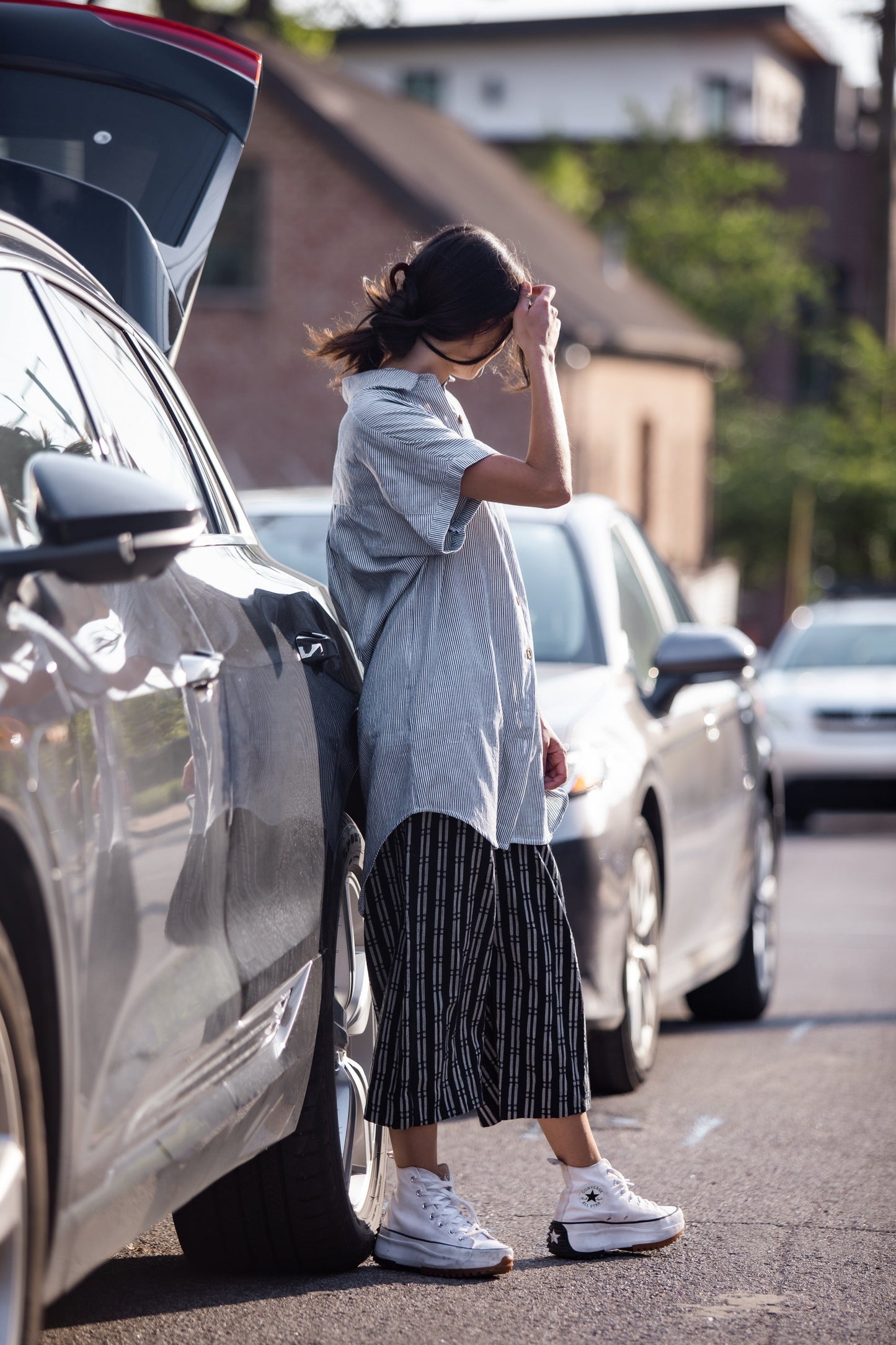 Katie Handwoven Cotton Set in Black and White