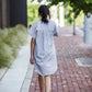 Paige Handwoven Cotton Relaxed Shirt Dress in Mauve and Dust Stripe