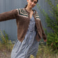 Hand Knit Nepali Wool Florence Cardigan Sweater in Black Made to Order