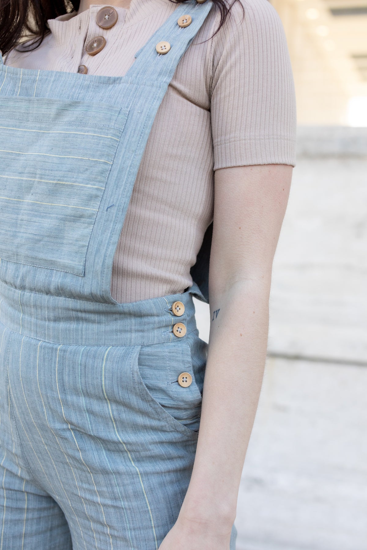 Dilsi Handwoven Cotton Overalls in Silver Made to Order