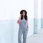 Dilsi Handwoven Cotton Overalls in Mauve and Dust Stripe Made to Order