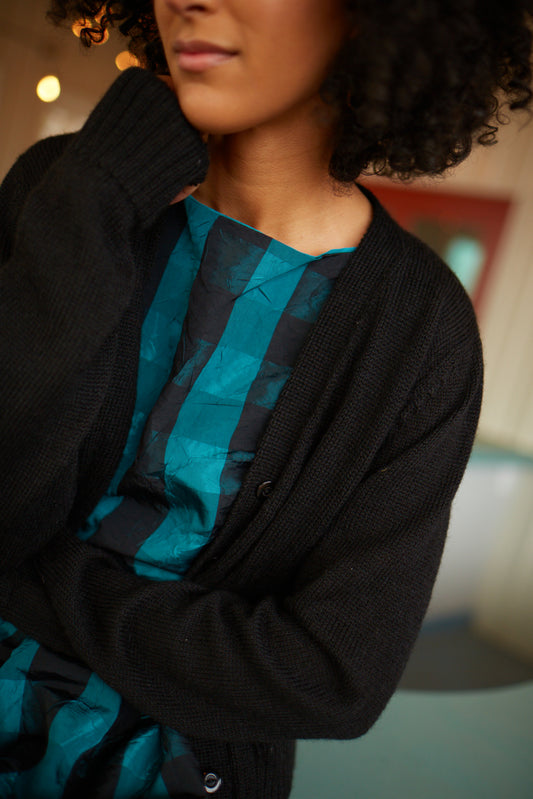 Alpaca Robbi Cardigan Sweater in Black Made to Order
