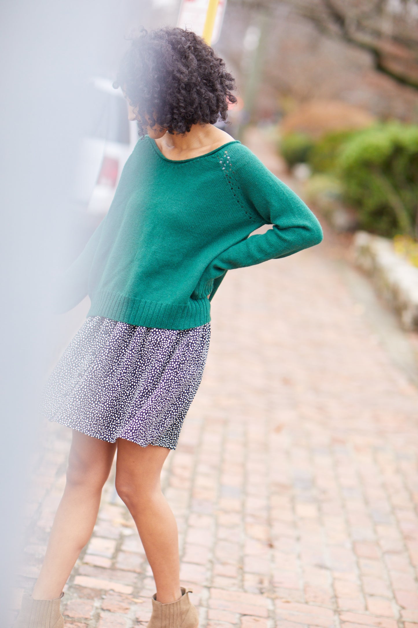Georgia Pullover Sweater in Dark Green