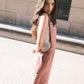Dilsi Handwoven Cotton Overalls in Mauve and Dust Stripe Made to Order