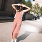 Dilsi Handwoven Cotton Overalls in Mauve and Dust Stripe Made to Order