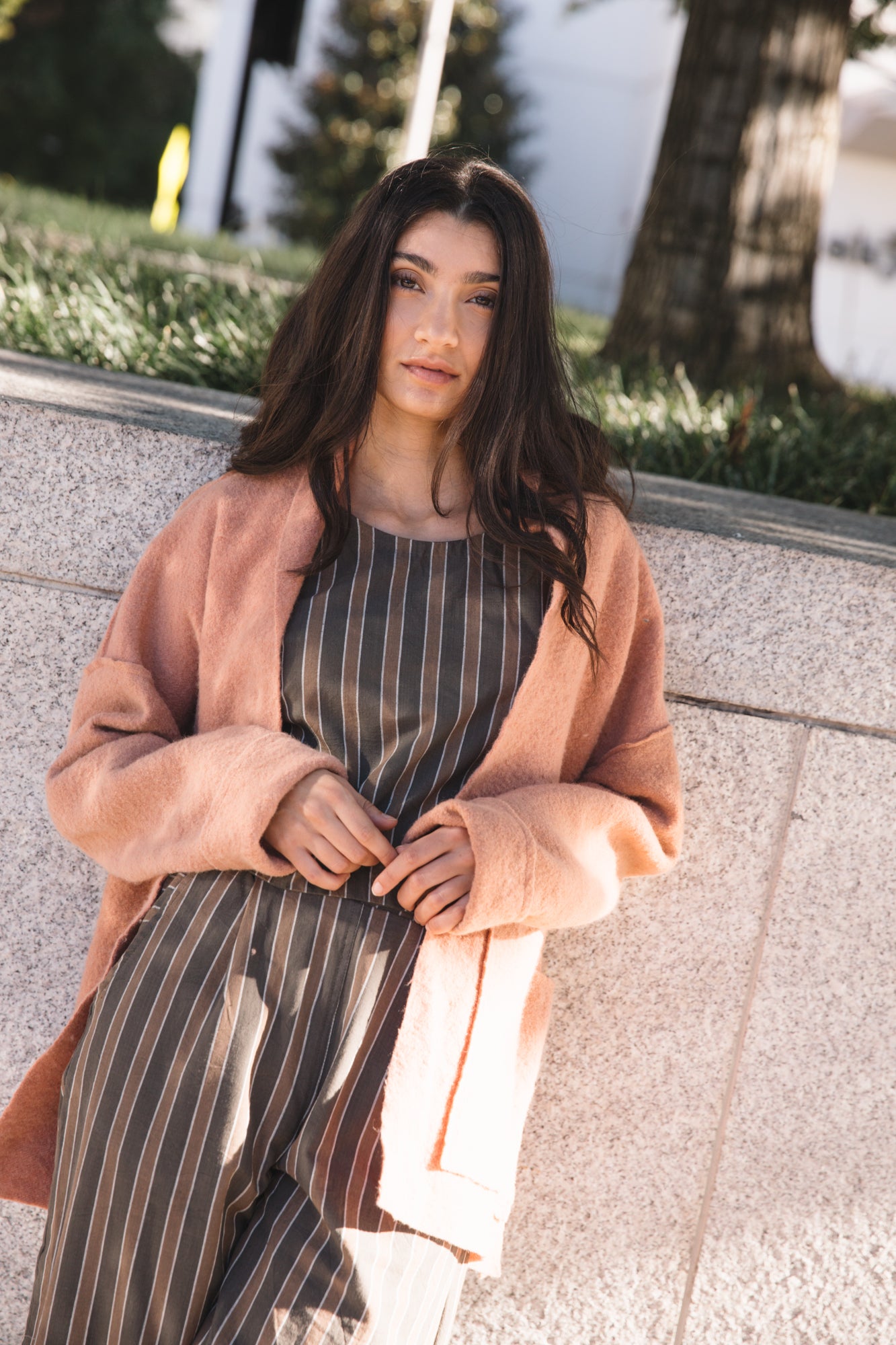 Handwoven Cotton Pants in Brown Stripe