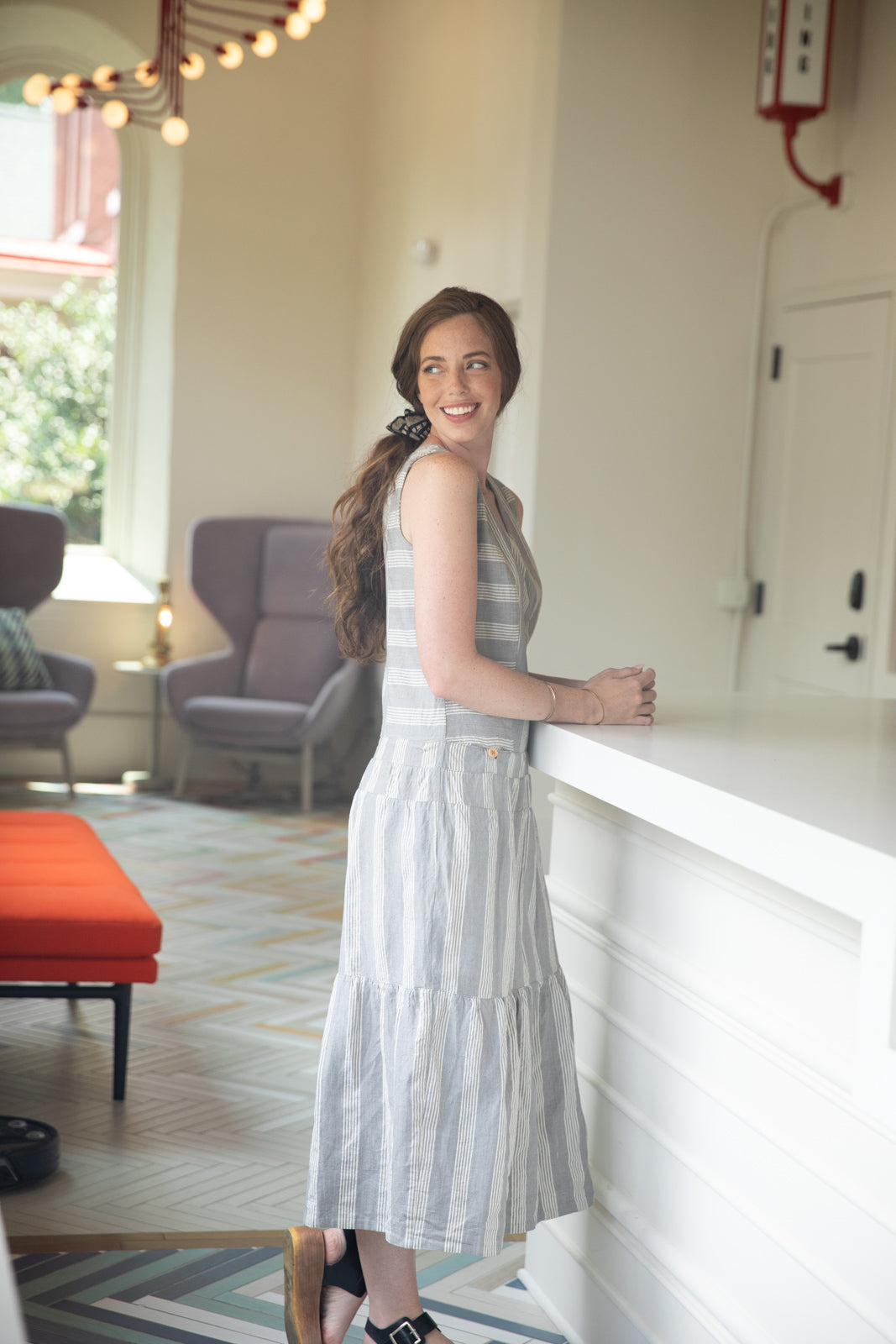 Handwoven Bina Dress in Silver Handwoven Cotton