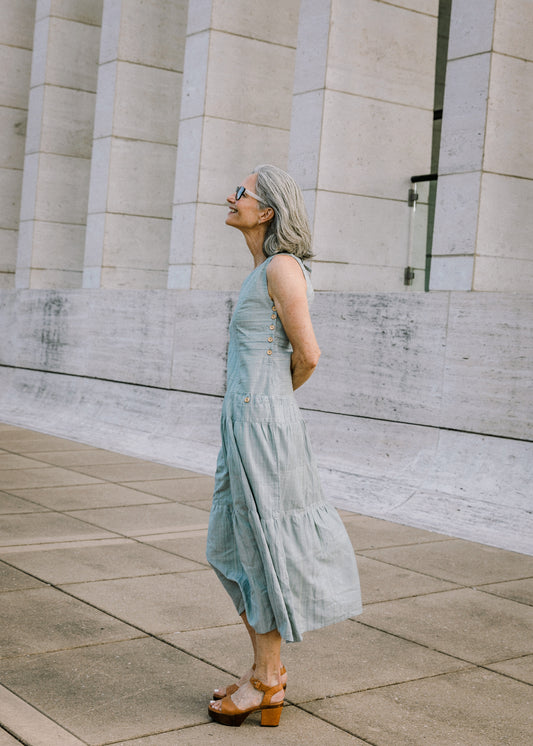Handwoven Bina Dress in Silver Handwoven Cotton